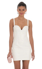 Faux Leather Dress in White
