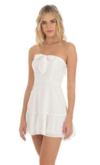 Dotted Strapless Corset Dress in White
