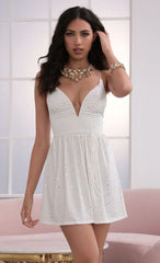 Plunge Matte Dress In White