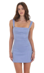 Back Bow Bodycon Dress in Powder Blue