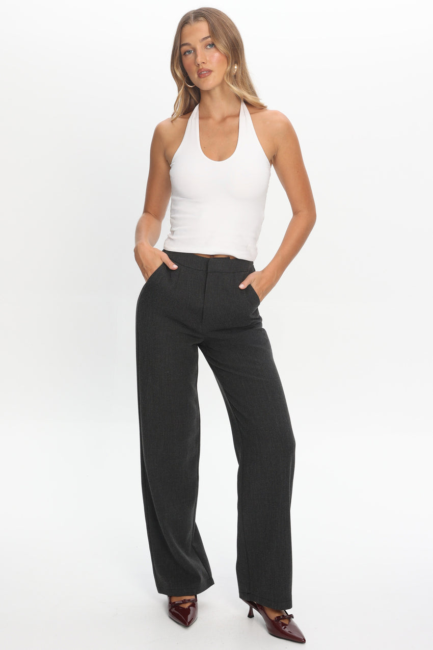 In Disguise Straight Leg Pocket Pants Charcoal