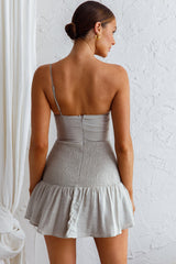 Bridie One Shoulder Shirred Mini Dress Pistachio