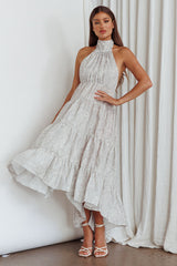 South Haven Halter Midi Dress Floral Beige