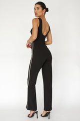 Shenae Piping Trim Jumpsuit Black