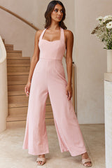 Remember This Halterneck Wide Leg Jumpsuit Blush