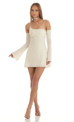 Glitter Strappy Party Dress in White