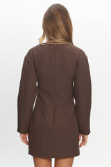 Hendrix Long Sleeve Mini Dress Chocolate