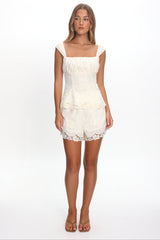 Tarelle Scalloped Edge Lace Shorts Cream