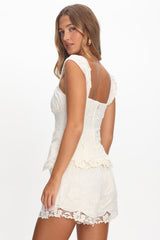 Tarelle Scalloped Edge Lace Shorts Cream