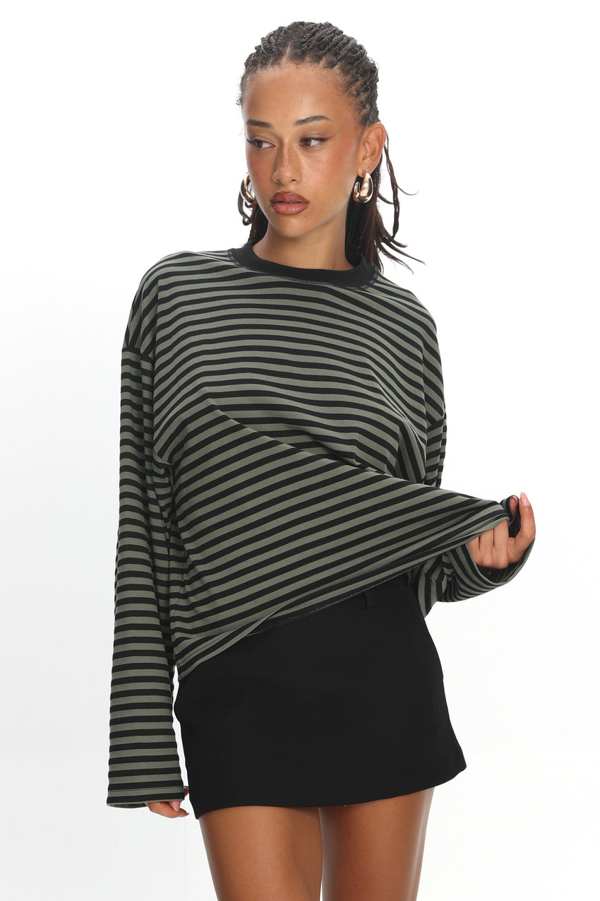 LIONESS Bloom Long Sleeve Forest Stripe