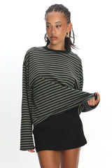 LIONESS Bloom Long Sleeve Forest Stripe