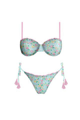 French Riviera Bikini Top Green Floral