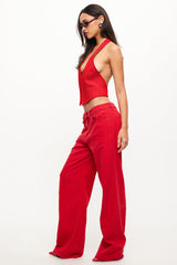 LIONESS Je Suis Halter Top Crimson