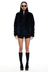LIONESS Bada Bing Faux Fur Jacket Onyx