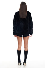 LIONESS Bada Bing Faux Fur Jacket Onyx