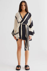 SNDYS Alba Wrap Dress Black Print