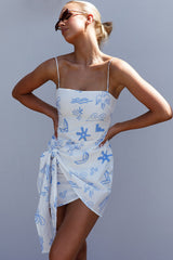 Euro Trip Wrap Mini Dress Nautical White