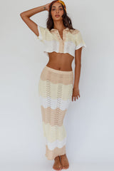 May Blooms Button Up Crop Top Lemon Butter