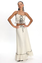 Maidens Tie Detail Overlock Top Cream