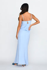 Pammy Lace Trim Maxi Skirt Cloud Blue