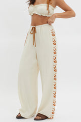 Maghan Side Print Long Pants Beige
