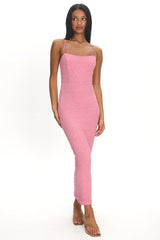 Logan Cami Strap Midi Dress Embellished Pink
