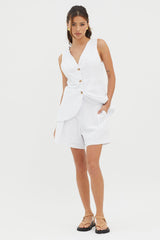 Philomena Button Pocket Vest Top White