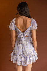 Sweet Nothings Puff Sleeve Twist Dress Floral Lilac