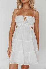 Eyona Cut-Out Waist Tie Mini Dress White
