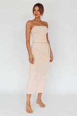 Making Headlines Strapless Midi Dress Cream