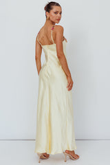 Rose Garden Floral Applique Midi Dress Yellow