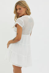 Azura Scalloped Lace Mini Dress White