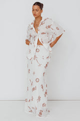 Light Aura Maxi Skirt Print White Tan