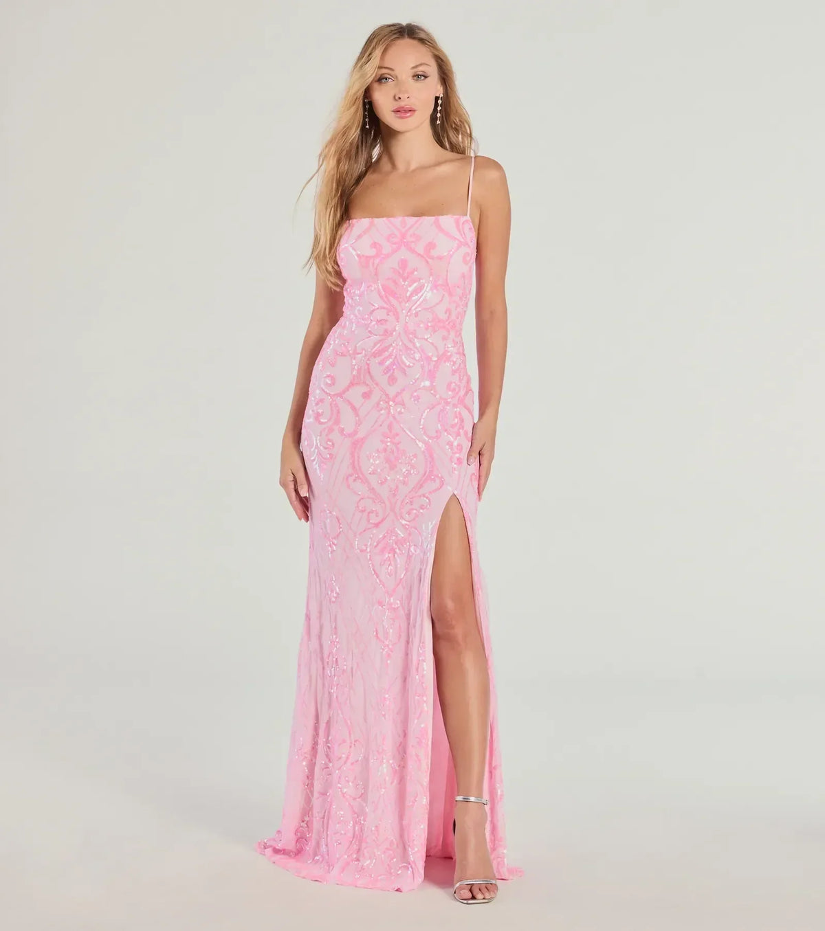 Tabitha Sleeveless Sequin Formal Column Dress