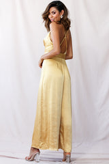 Mali Wide Leg Belted Jumpsuit Mustard