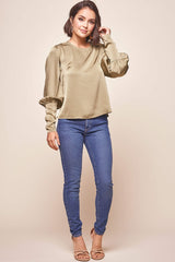 Westminster Leg-of-Mutton Sleeve Blouse Olive
