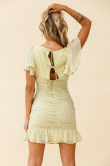 Merritt Ruched Tie Back Detail Dress Speckle Print Green